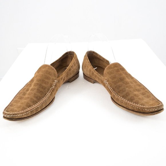 Vintage Bottega Veneta 8 Suede Butterfly Logo Loafers Tan - Picture 11 of 13